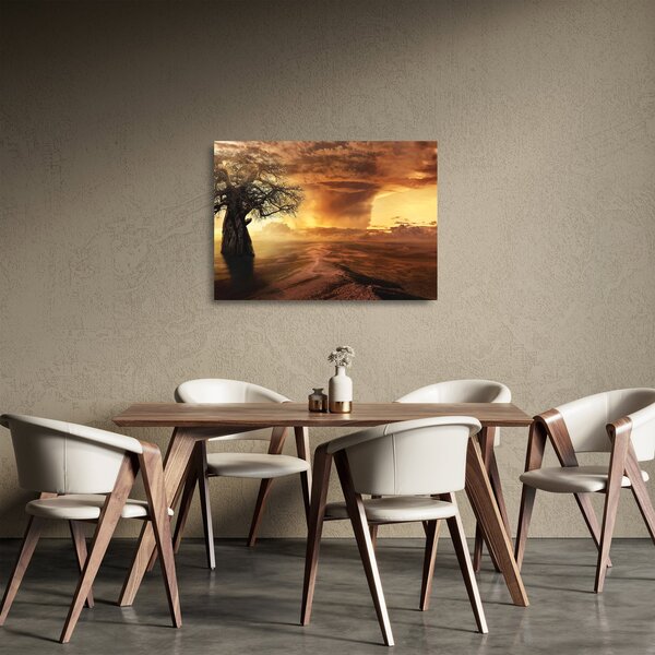 Sklenený obraz oranžových mračien (70x50 cm)