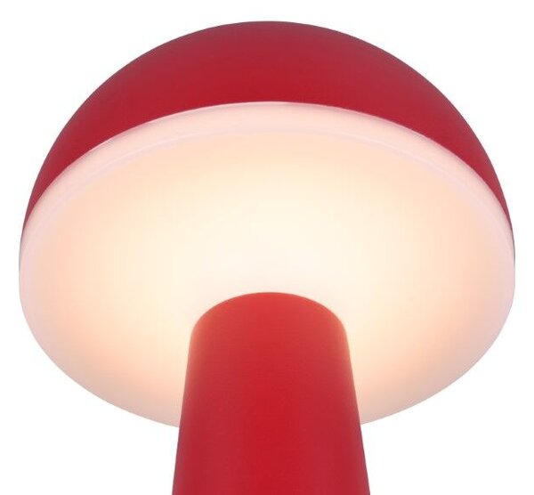 TRIO Reality R57716110 FUNGO vonkajšia stolná lampa SMD LED V310mm 2W/200lm 3000+4000+6500K IP54 červená, čierna, nabíjateľná batéria, USB-C port, nabíjacia stanica
