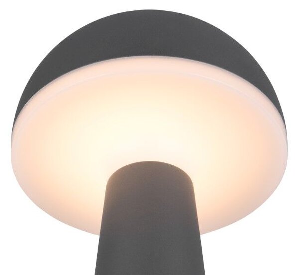 TRIO Reality R57716142 FUNGO vonkajšia stolná lampa SMD LED V310mm 2W/200lm 3000+4000+6500K IP54 antracitová, čierna, nabíjateľná batéria, USB-C port, nabíjacia stanica