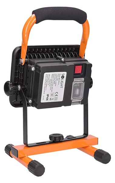 SOLIGHT LED reflektor 20W, prenosný, nabíjací, 1600lm, oranžovo-čierny