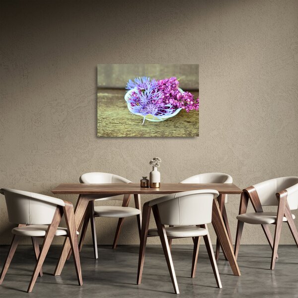 Sklenený obraz dekorácie s levanduľou (70x50 cm)