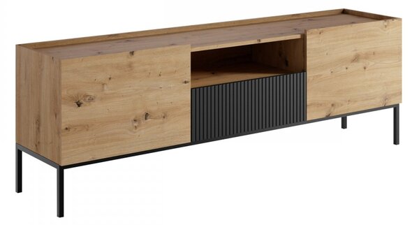 Mirjan24 Moderná TV skrinka Zulek 180 2D1SZ, Farby: dub artisan / dub artisan + čierna 5903211407703