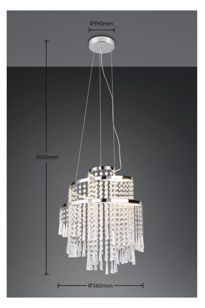 TRIO Reality R37341106 POMP závesné svietidlo SMD LED D380mm 30W/4300lm 2700-6500K chrómová, priehľadná, stmievateľné, diaľkový ovládač