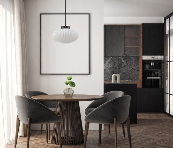 ITALUX PND-52376-1-BK Groste závesné svietidlo 1xE27 D300mm čierna, biela