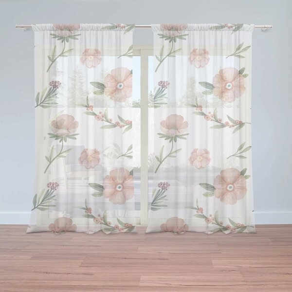 Sablio Záclony Maľované kvety: 2ks 150x250cm