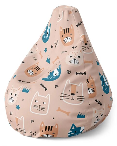 Sablio Sedací vak Pear Farebné mačičky - 70 x 95 x 15 cm