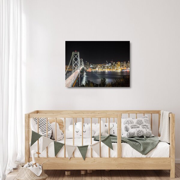 Sklenený obraz Brooklynského mostu a New Yorku (70x50 cm)