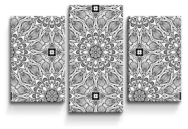 Sablio Obraz - 3-dílný Biele mehendi - 75x50 cm