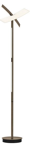 HELL LED stojacia lampa Twice, eloxovaná v bronzovej farbe, výška 185 cm, kov,, Hnedá / staromosadz, Obývacia izba / jedáleň, kov, Moderný