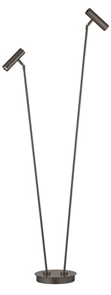 HELL LED stojacia lampa Tom Pro v bronzovej farbe, 137 cm, kovová, 2-pl.,, Hnedá / staromosadz, Obývacia izba / jedáleň, kov, Moderný