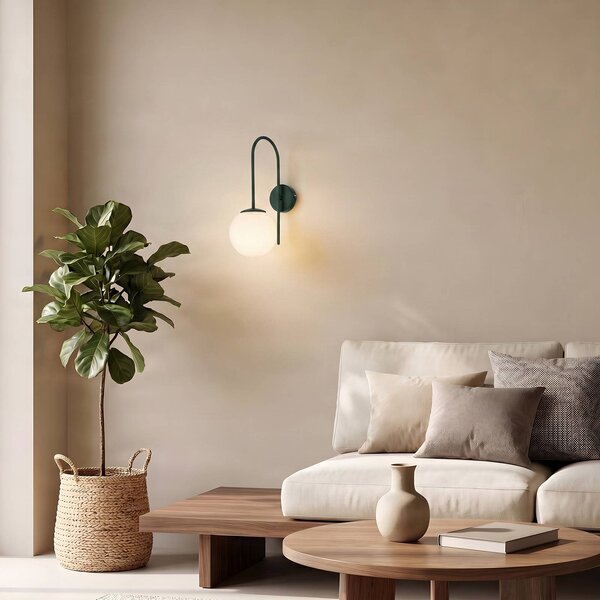 Luminex Nástenné svetlo Cambridge, tmavozelená, výška 34 cm, kov/sklo E14, Zelená, Obývacia izba / jedáleň, kov, Moderný, Nástenné svietidlo