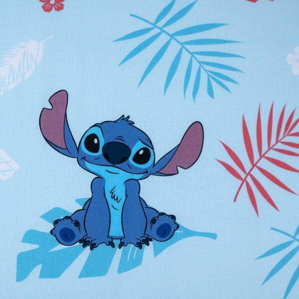Modrá napínacia bavlnená detská plachta na jednolôžko 90x200 cm Lilo & Stitch "Blue" – Jerry Fabrics