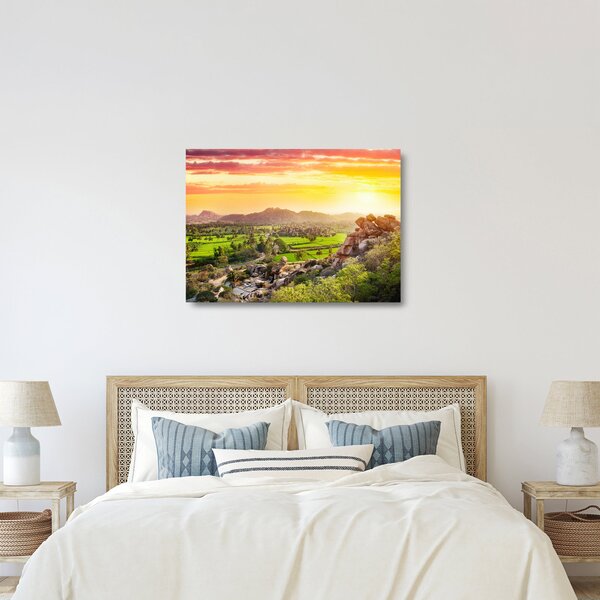 Sklenený obraz Hampi údolí v Indii (70x50 cm)