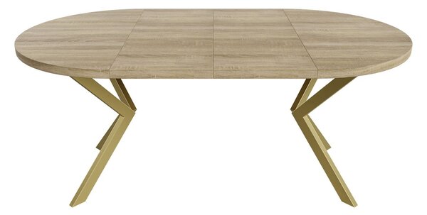 Okrúhly rozkladací jedálensky stôl MARION 100/120 - 176/196 cm biela matná + zlatá podnož Rozmer stola: 100 cm