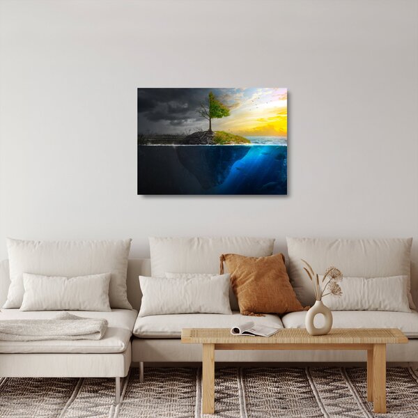 Sklenený obraz znázorňujúci dve strany (70x50 cm)