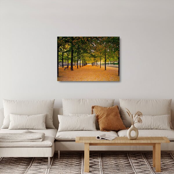 Sklenený obraz aleje jesenných stromov (70x50 cm)