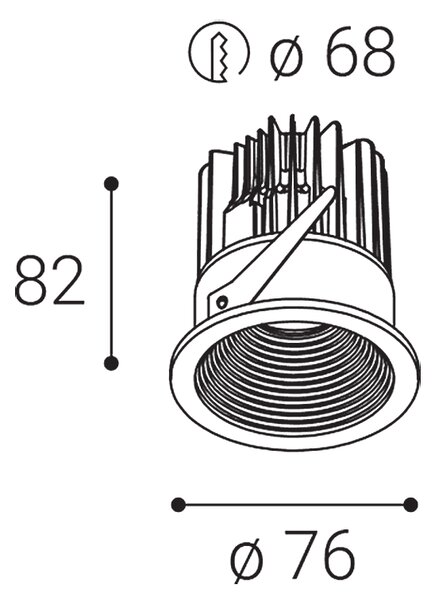 LED2 2111033DT SPLASH zápustné bodové svietidlo LED D76mm 7W/525lm 3000K IP54 TRIAC čierna