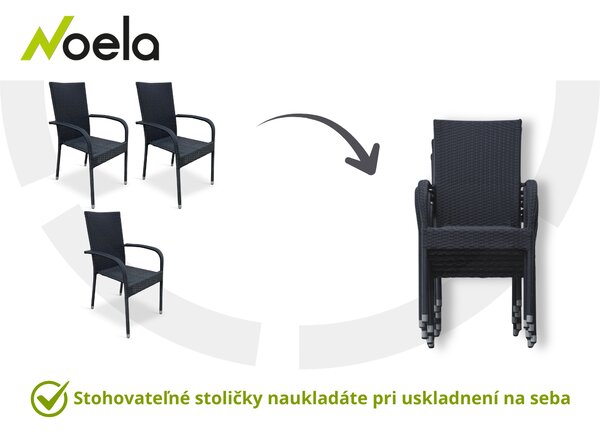 Noela Záhradný jedálenský set Viking M + 4x ratanová stolička Paris