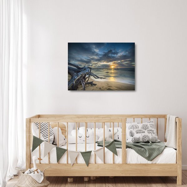 Sklenený obraz mora pri západe slnka (70x50 cm)