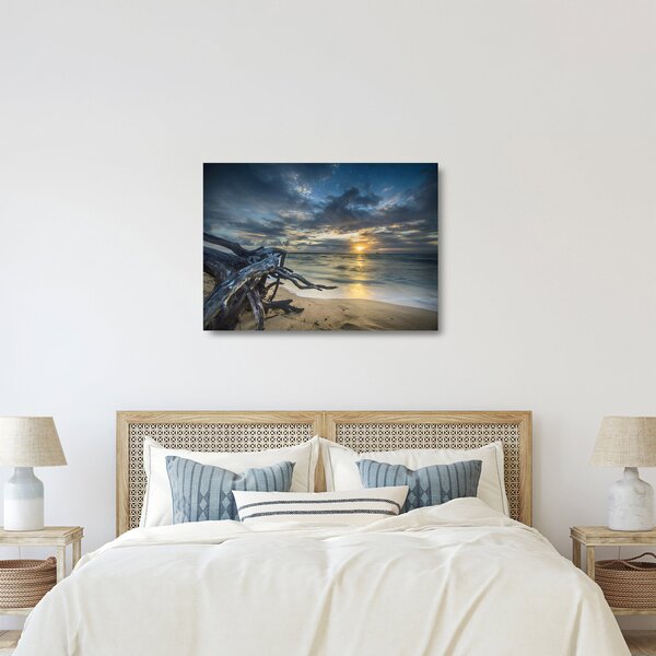 Sklenený obraz mora pri západe slnka (70x50 cm)