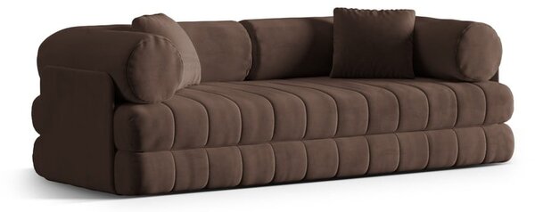 Hnedá zamatová rozkladacia pohovka 206 cm Kemi – Cosmopolitan Design