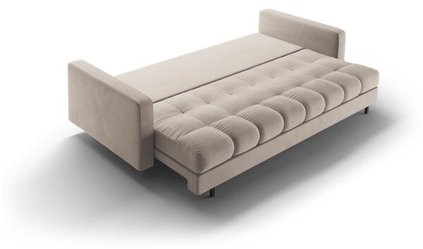 Béžová zamatová rozkladacia/s úložným priestorom pohovka 222 cm Bali – Cosmopolitan Design