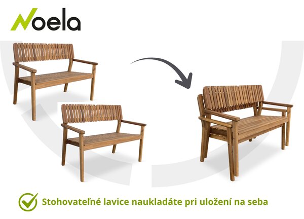 Noela Záhradná drevená lavička LUCY pre 2 osoby