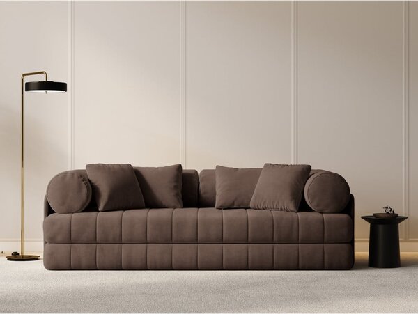 Hnedá zamatová rozkladacia pohovka 206 cm Kemi – Cosmopolitan Design