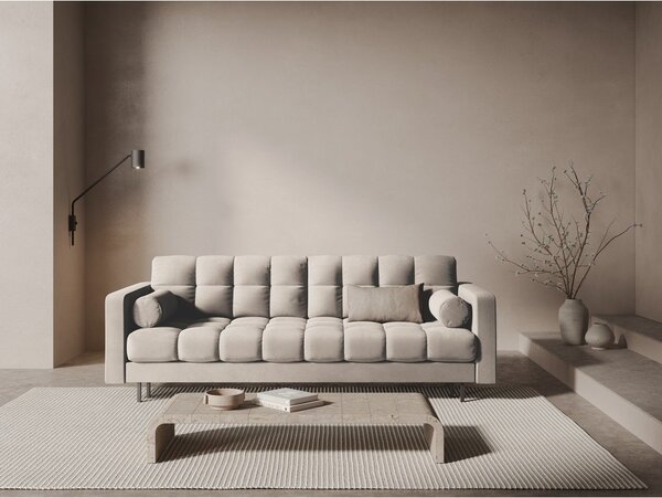 Béžová zamatová rozkladacia/s úložným priestorom pohovka 222 cm Bali – Cosmopolitan Design