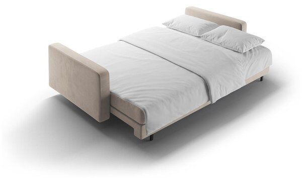 Béžová zamatová rozkladacia/s úložným priestorom pohovka 222 cm Bali – Cosmopolitan Design
