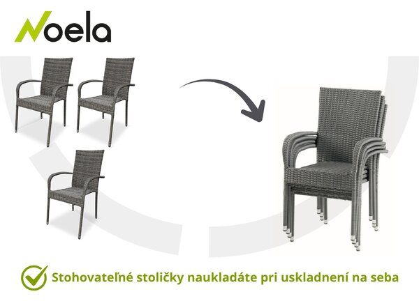 Noela Záhradný jedálenský set Milano + 6x ratanová stolička Paris PREMIUM