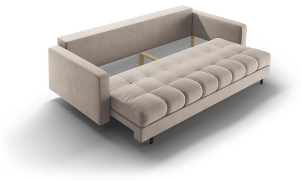 Béžová zamatová rozkladacia/s úložným priestorom pohovka 222 cm Bali – Cosmopolitan Design