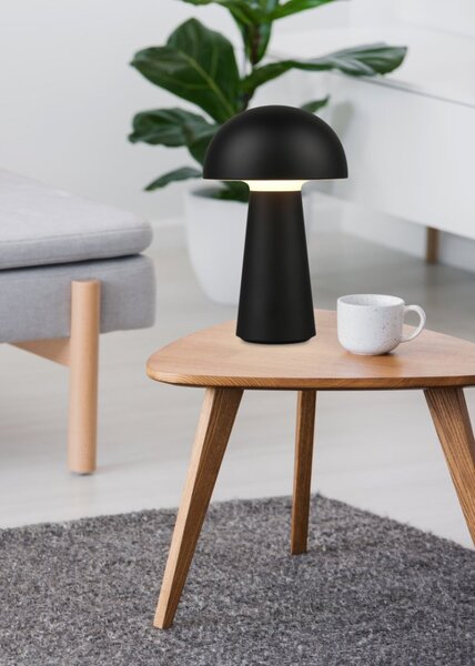 TRIO R52176102 LENNON vonkajšia dekoračná dotyková lampička LED D136mm 2W/180lm 3000K IP44 čierna, nabíjateľná batéria, USB