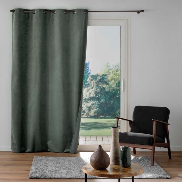 Kaki zamatový záves 140x260 cm Olympe – douceur d'intérieur