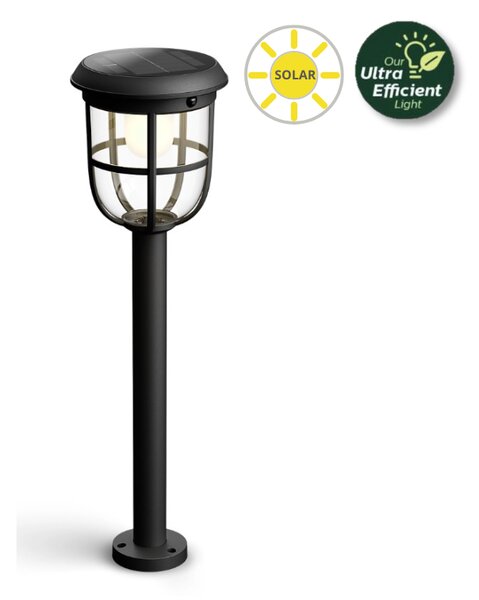 Philips 8720169267213 UltraEfficient Solar Radii solárne stojanové svietidlo/záhradný stĺpik so senzorom PIR LED 1,3W/250lm 3000K IP44 čierna