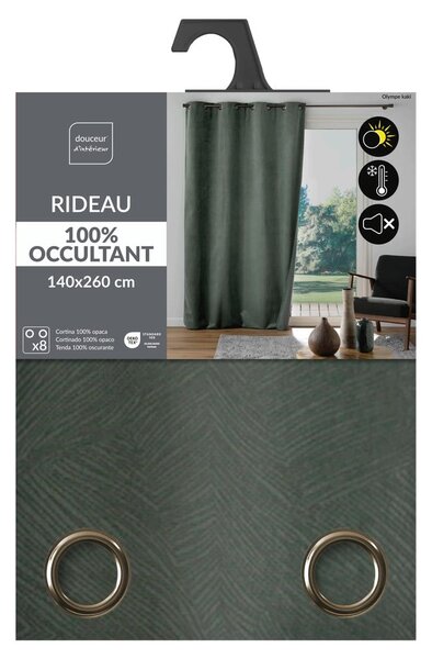 Kaki zamatový záves 140x260 cm Olympe – douceur d'intérieur