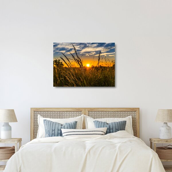 Sklenený obraz pole pri západe slnka (70x50 cm)