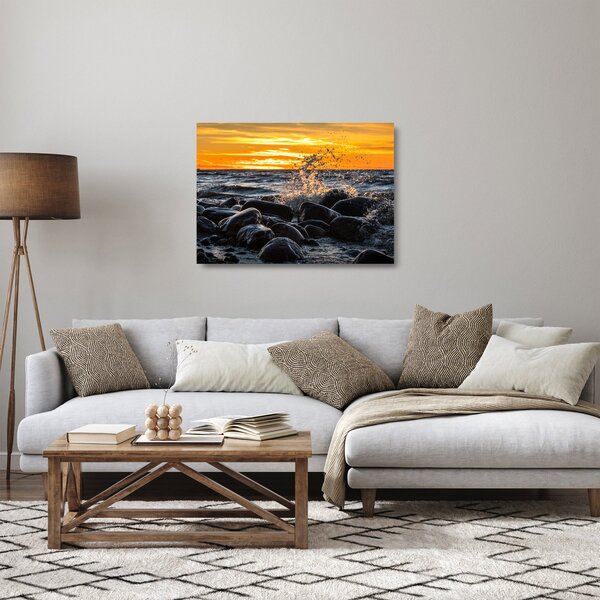 Sklenený obraz morských vĺn (70x50 cm)