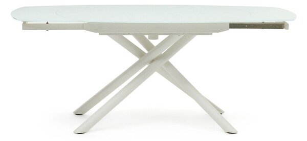 Biely rozkladací jedálenský stôl so sklenenou doskou 100x130 cm Yodalia – Kave Home