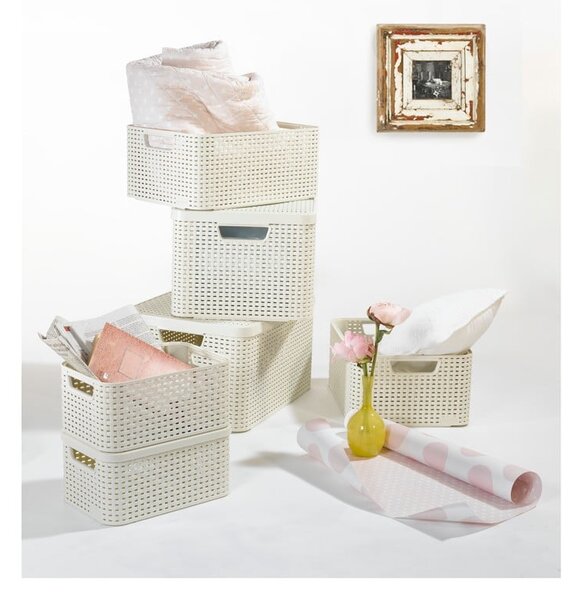 Krémovobiely plastový úložný box 29x39x17 cm Style – Curver