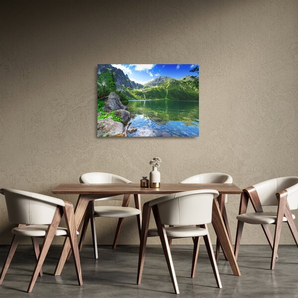 Sklenený obraz jazera v Tatrách (70x50 cm)