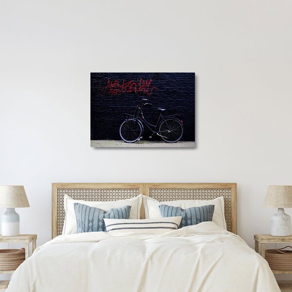 Sklenený obraz bicykla v Amsterdame (70x50 cm)