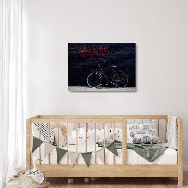 Sklenený obraz bicykla v Amsterdame (70x50 cm)