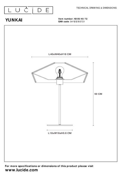 LUCIDE 10513/40/72 YUNKAI stolná lampa V500mm 1xE27 čierna, prírodná