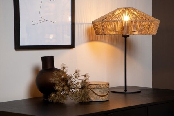 LUCIDE 10513/40/72 YUNKAI stolná lampa V500mm 1xE27 čierna, prírodná