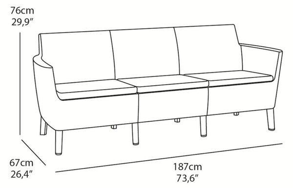 Salemo 3 seater Súprava záhradného nábytku, grafit KETER 236634