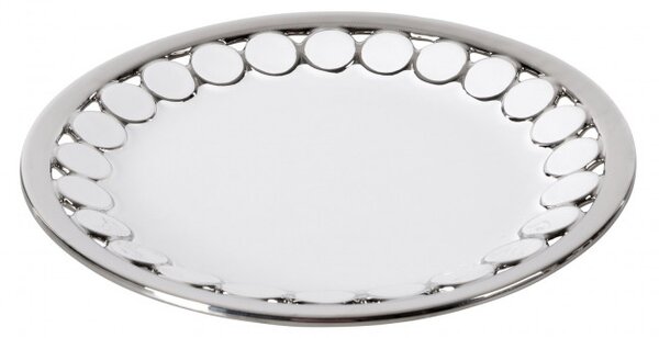 Dekoratívny tanier EMELIA 04 biely / strieborný