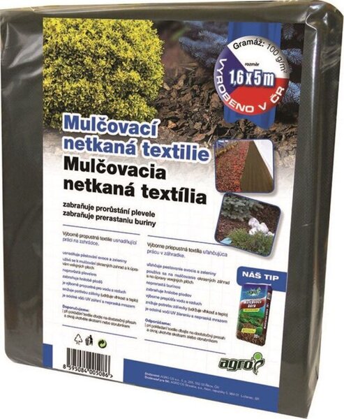 Mulčovacia netkaná textília 1,6 × 5 m, čierna AGRO 000262