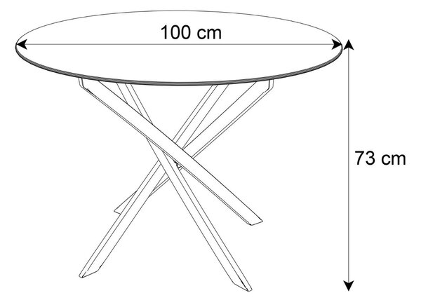 OKRÚHLY JEDÁLENSKÝ STÔL PASCAL ZLATÝ LESK + BIELE MRAMOROVÉ SKLO 100 cm