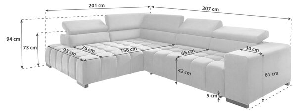 ROHOVÁ SEDAČKA, textil, sivá MID.YOU - Sedačky, Online Only
